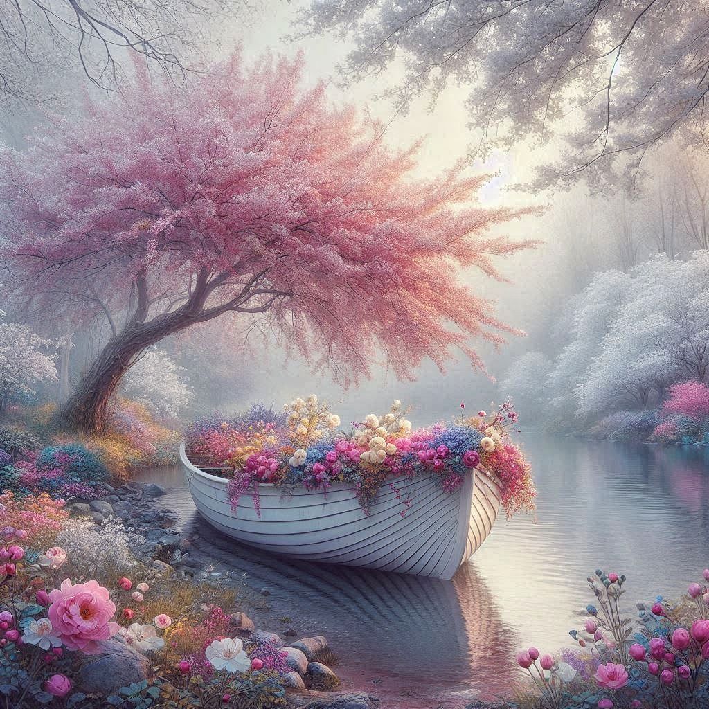 Dreamy white boat
