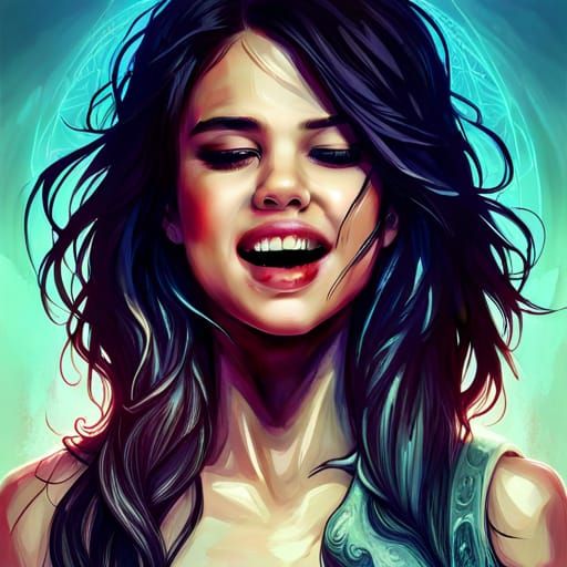 Laughing 😅 selena gomez - AI Generated Artwork - NightCafe Creator