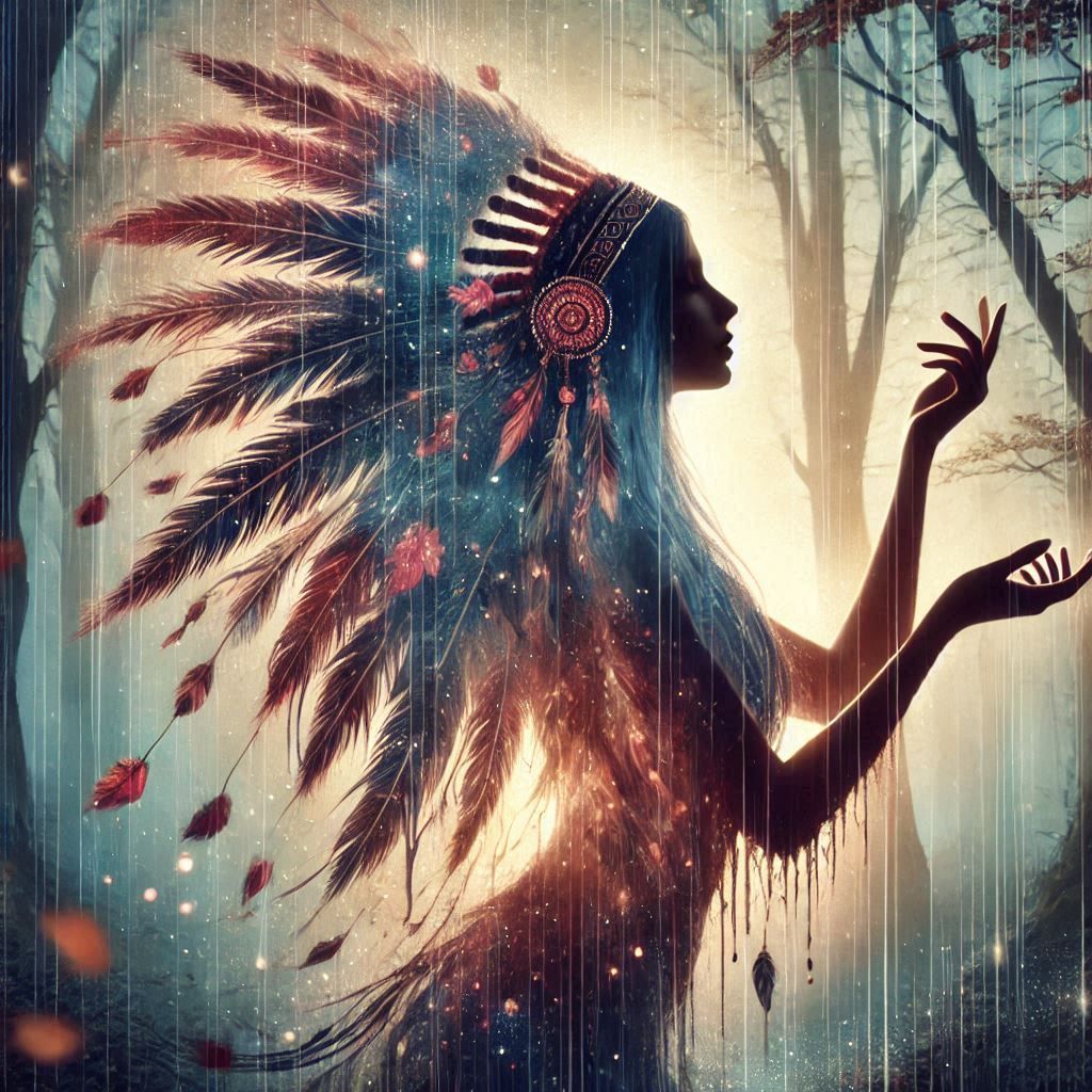 double exposure beautiful fantasy DALL-E 3 portrait landscape..