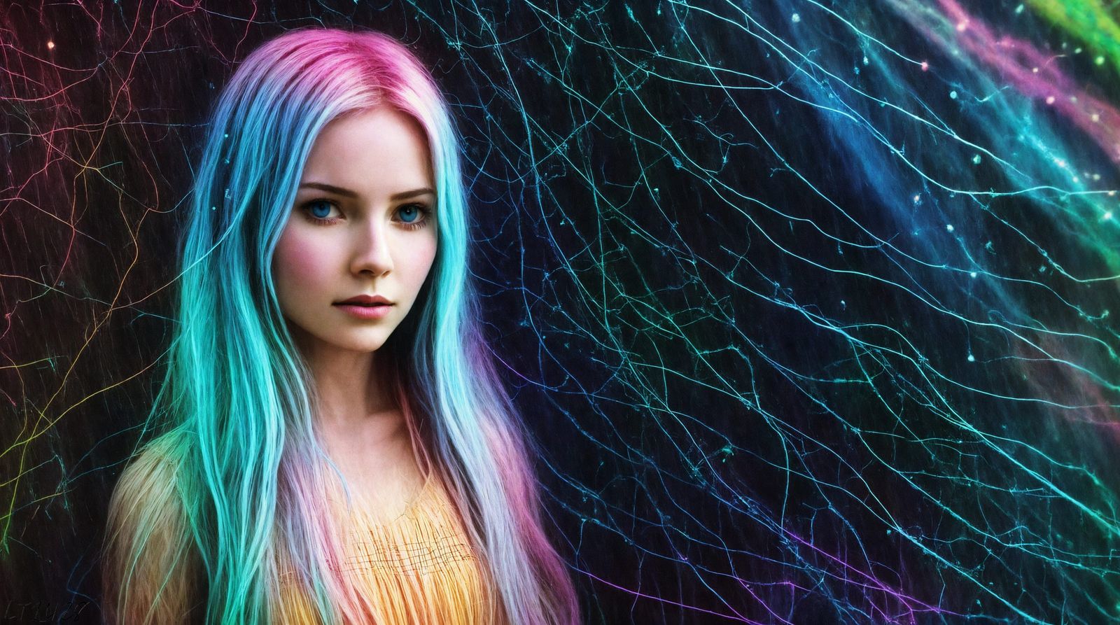 Fantasy Colorfull Dress Made of Hair