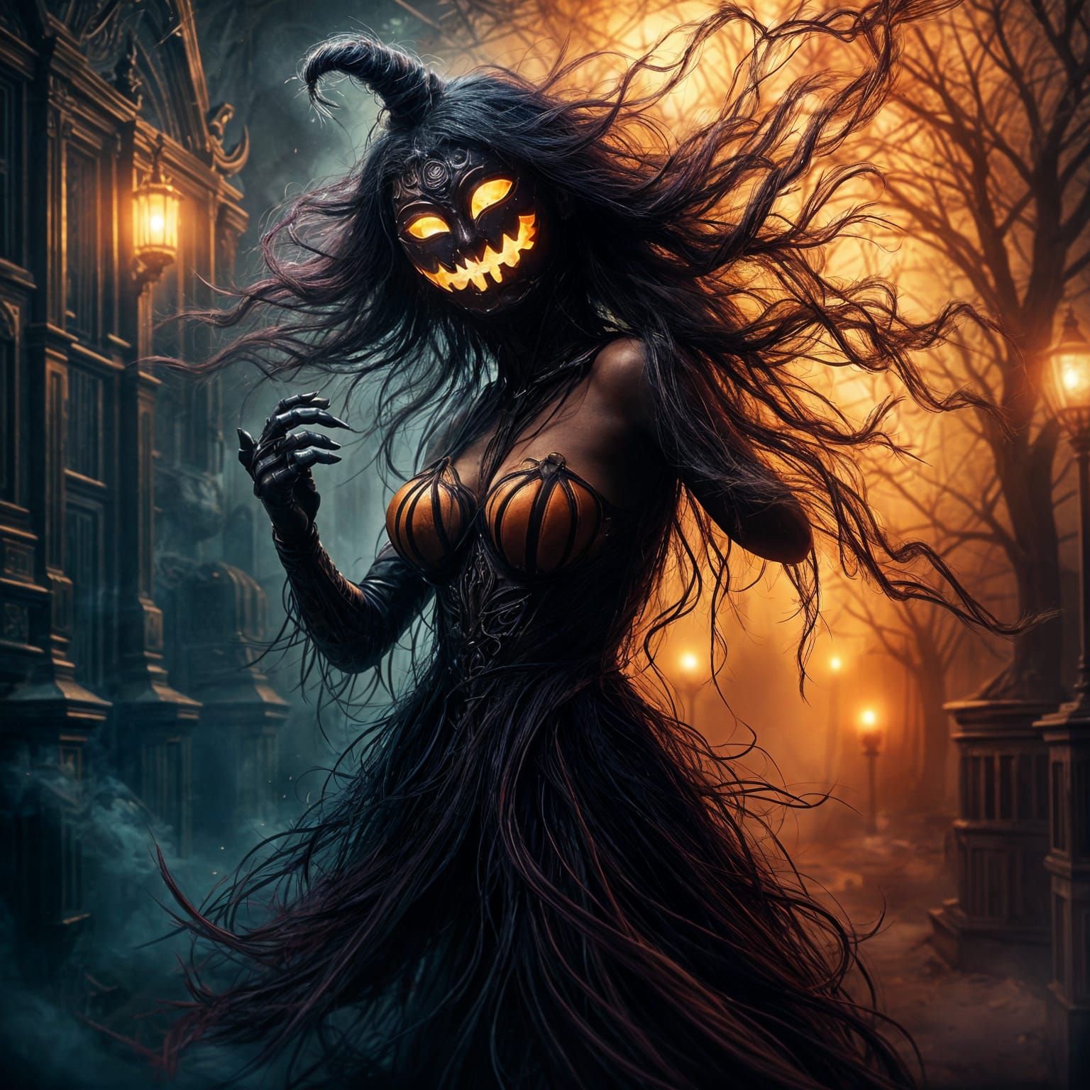 <lora:Halloween Ghosts:1.0> The beautiful women wore the mask till she grew out of it