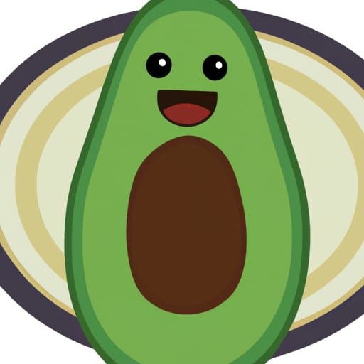 Cartoon shaped avocado smiling on a dish