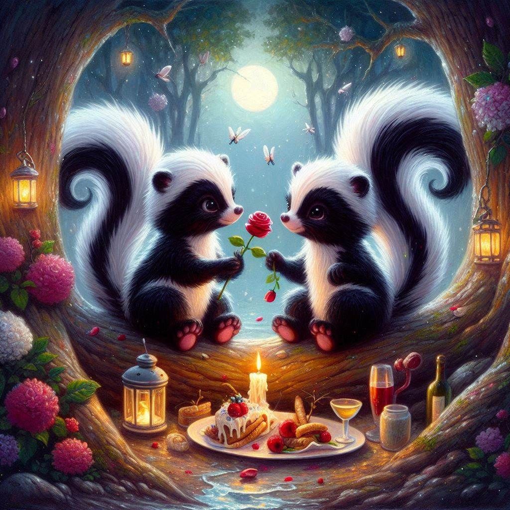 Skunks on a romantic date (2)  by @Fiona Etkin 1974 