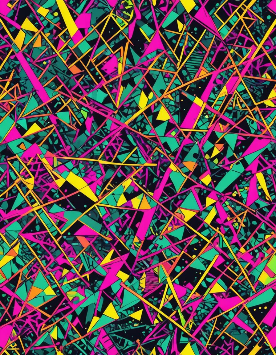 Neon jungle abstract geometric