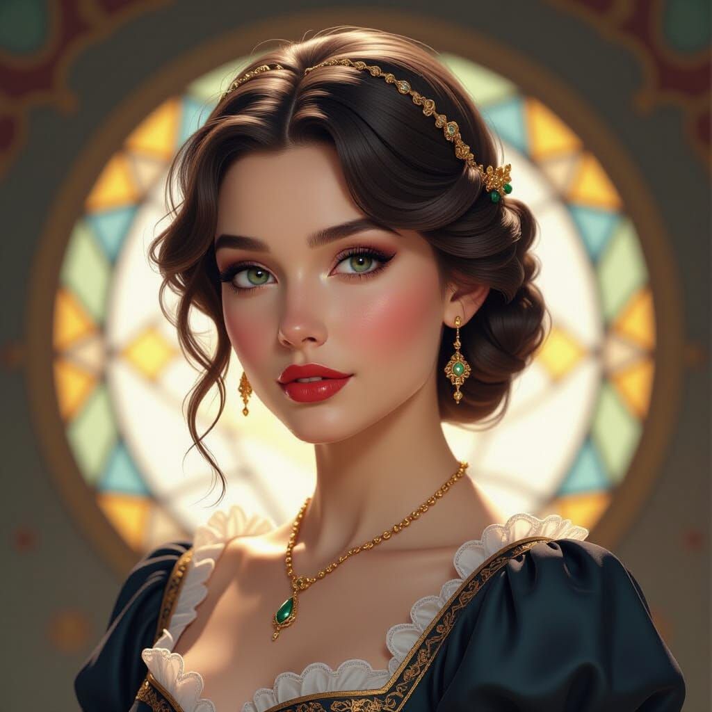 Detailed Portrait of a Woman in Fantasy Realism Style