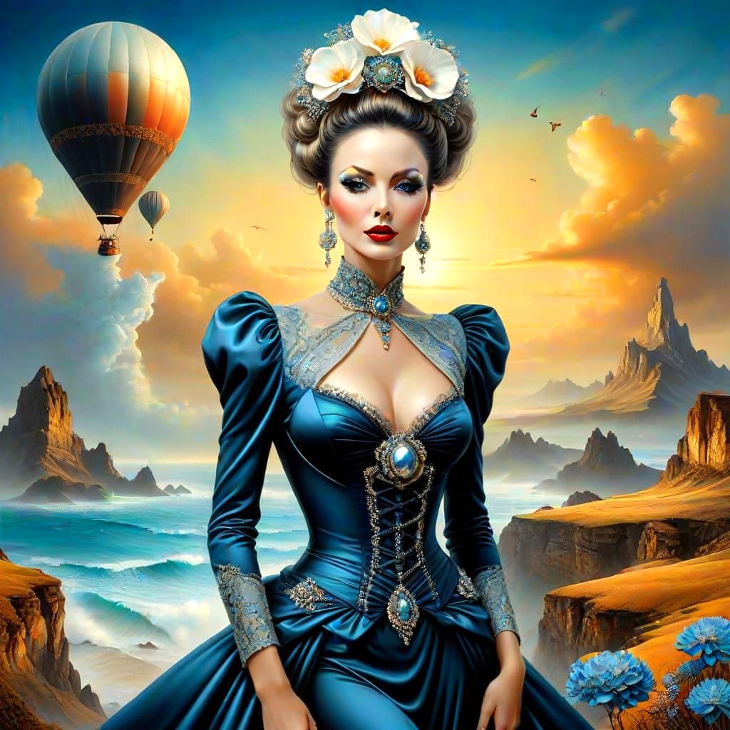 Elegant Lady in a Surreal Landscape