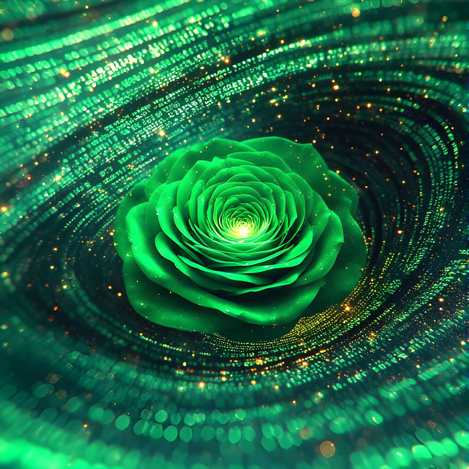 Green Rose or Cabbage? Oh, and Swirling Matrix Code.