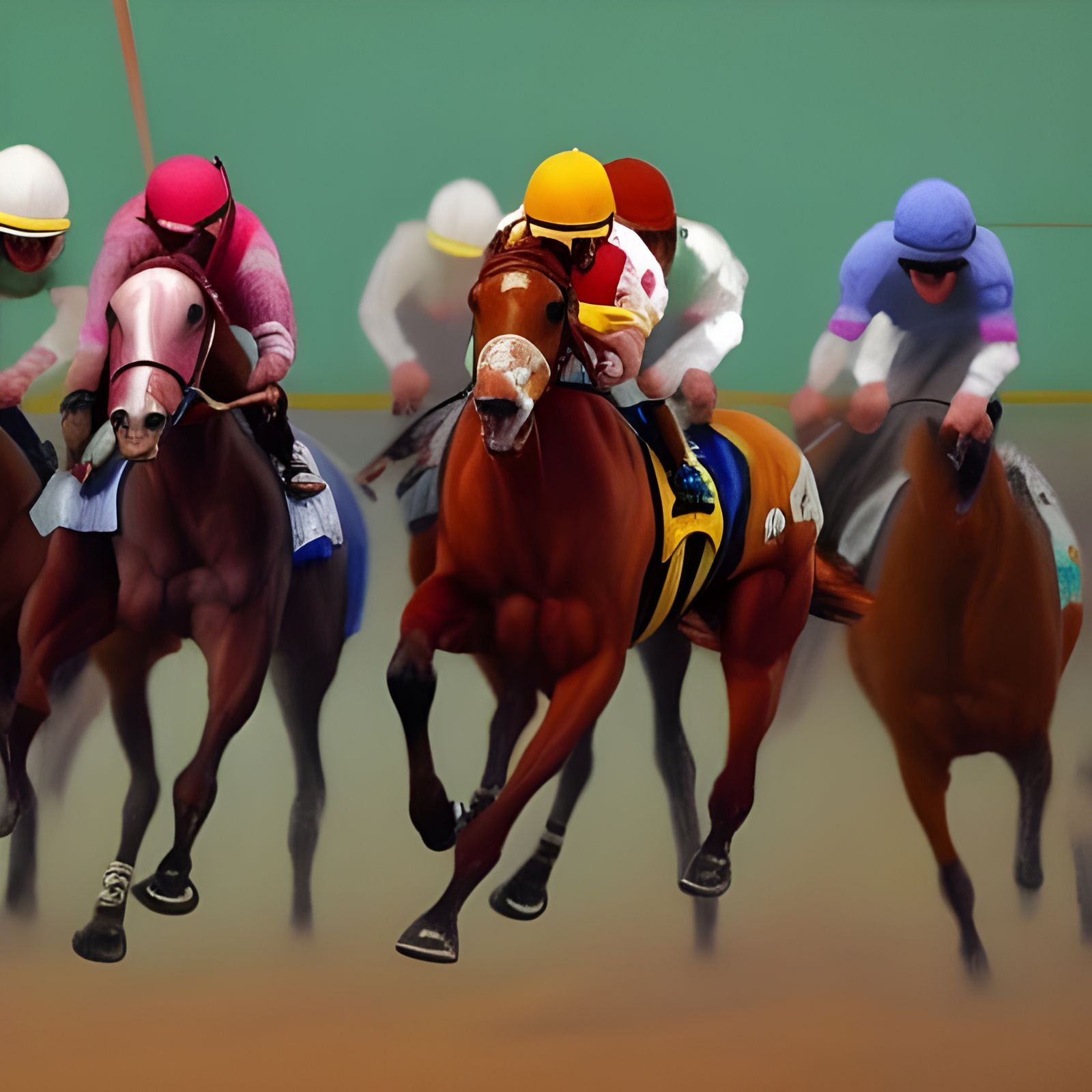a full body horse running in the kentucky derby, oil painting by James Gurney  by @earlstringerjr