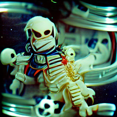 Scary skeleton astronaut in space 35mm