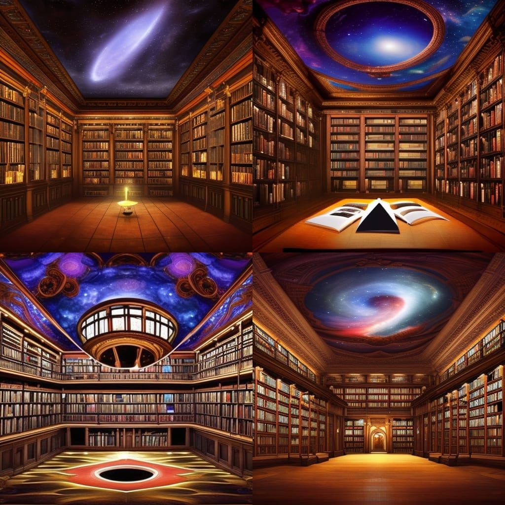 Library, Galaxy Ceiling, Epic Cinematic Brilliant Stunning Intricate ...