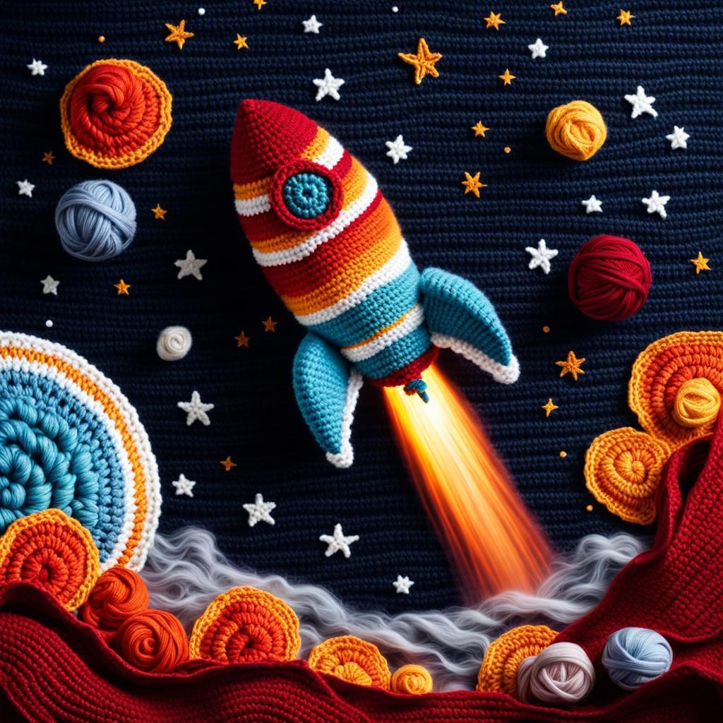 Yarn spaceship  by @Mangochango