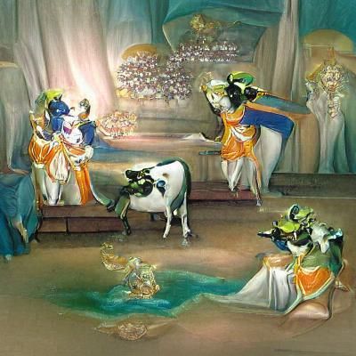 Lord Krishna, Teaching Cows