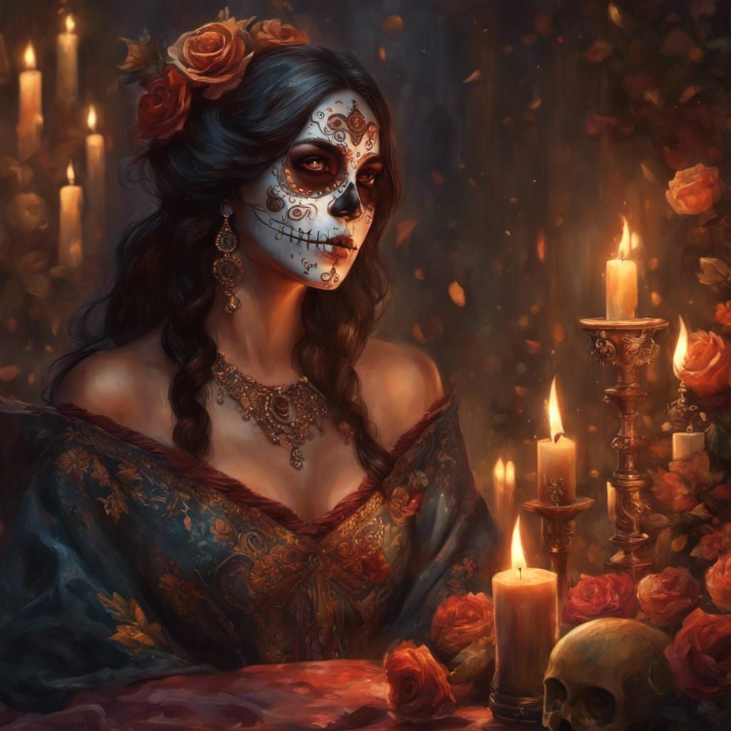 Candlelit Dia de los Muertos Ofrenda  by @somniamea
