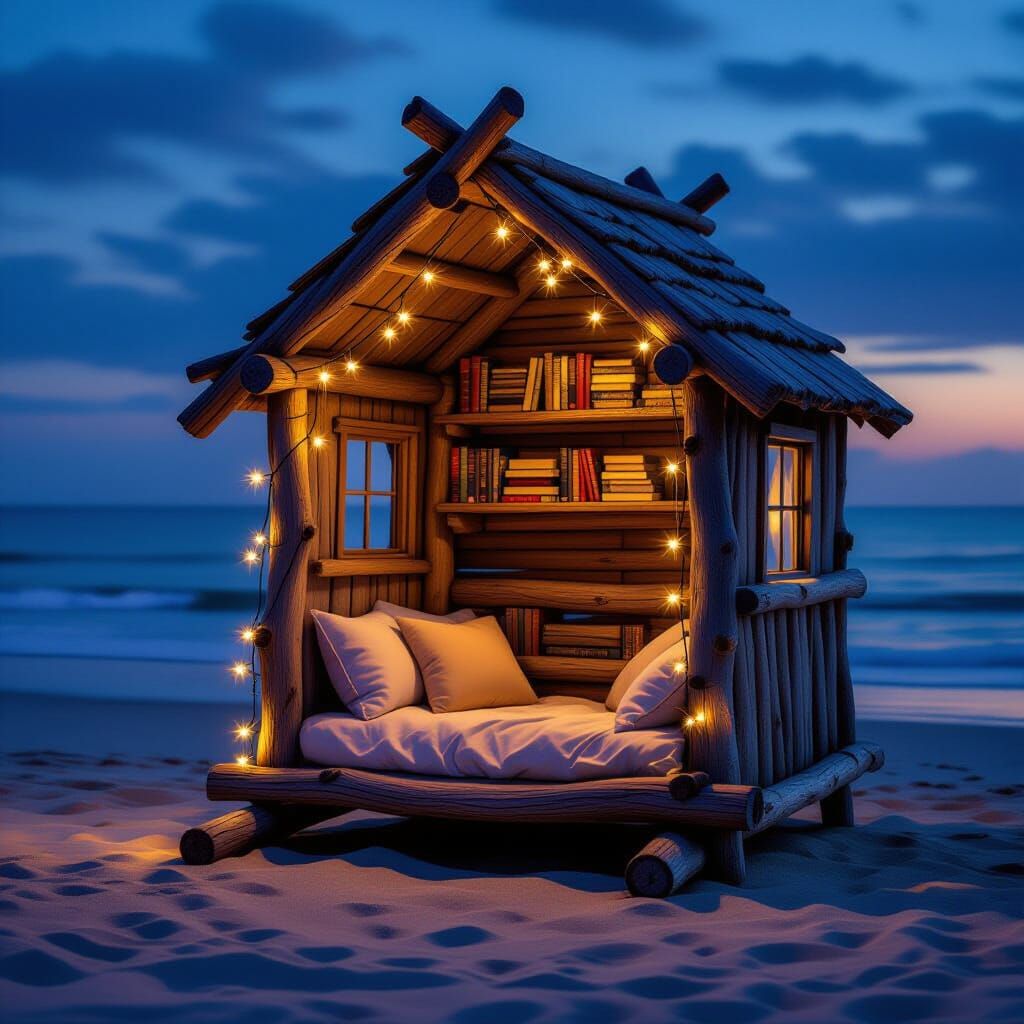 Whimsical Beach Reading Den at Twilight