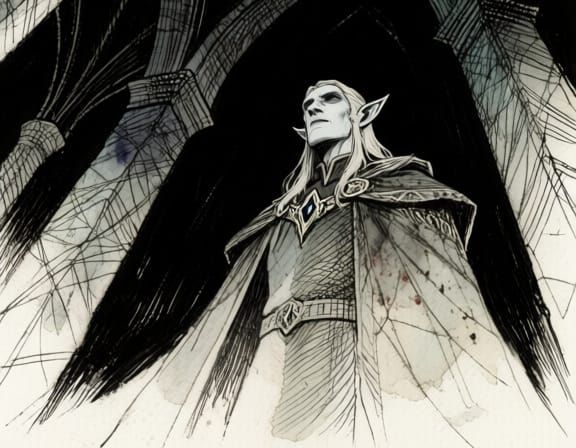 OSR rpg illustration in the exact style of Darkest Dungeon art, thin ink lines, dense crosshatching, dirty watercolor washes, high contrast ...