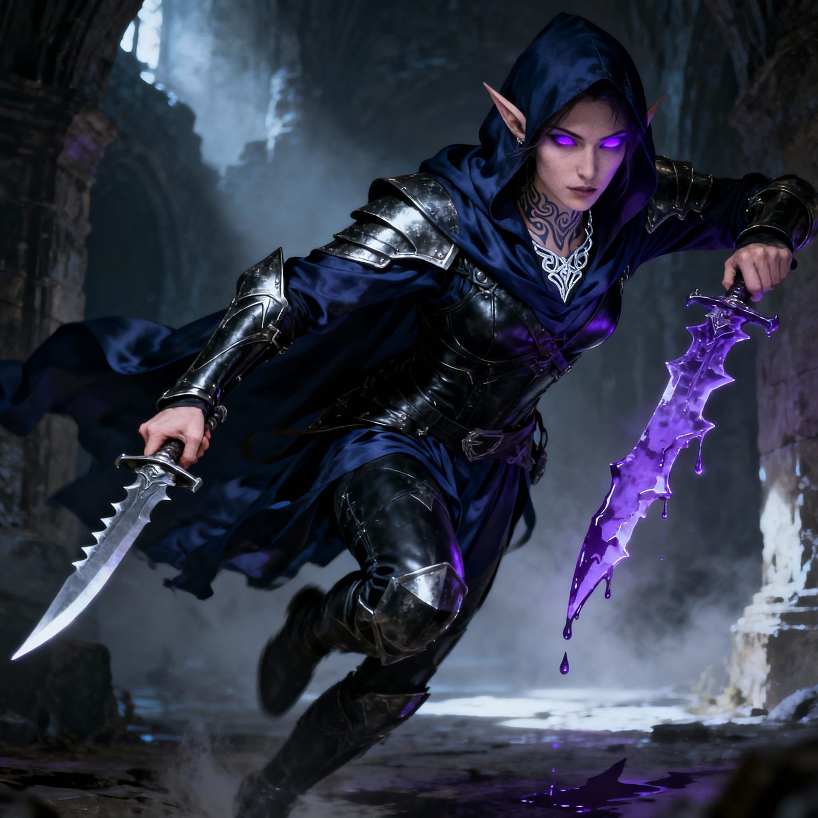 Create a prompt for this character. 3. The Shadow Assassin (High Elf Rogue)
High Elves are elegant and magical. This cha...