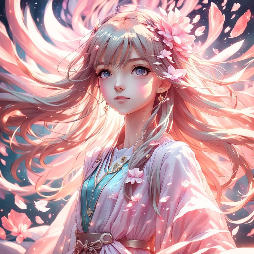 Anime Girl Portrait with Love Energy in 3D