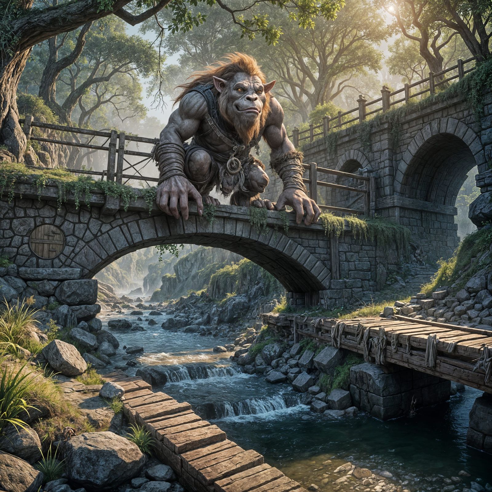 Waiting for the three Billy goat gruffs to cross his bridge   by @H