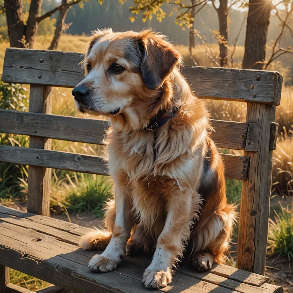 Impressionistic Dog Enjoying Sunny Landscape
