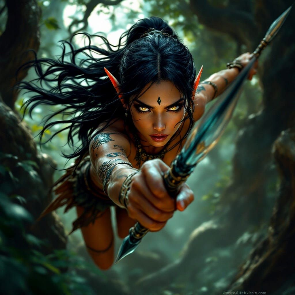 Fierce wild elve  by @Babel