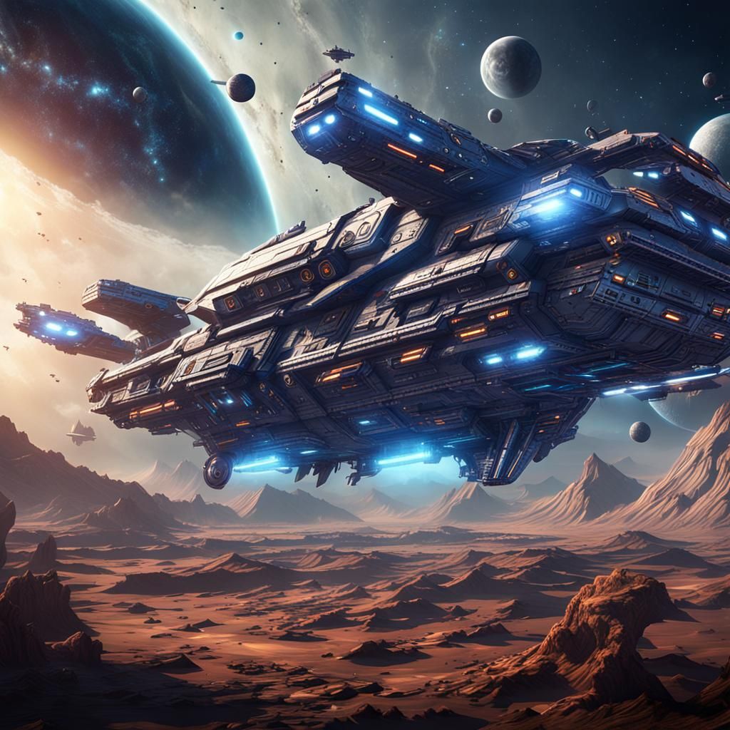 Spaceship travel and explore Galaxy 3D Game Cinematic Feel, ...