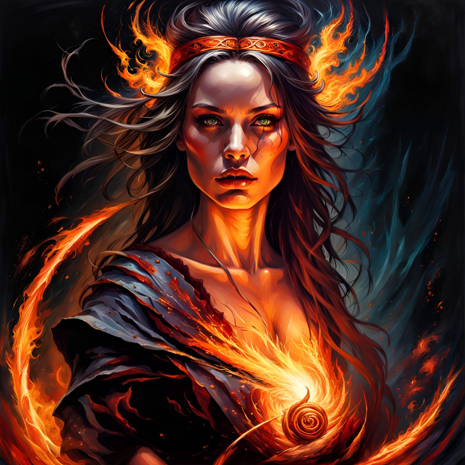 Fire Sorceress - Ai Generated Artwork - Nightcafe Creator