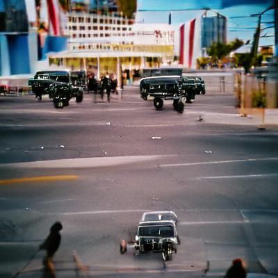 The Kennedy motorcade in post apocalyptic Las Vegas