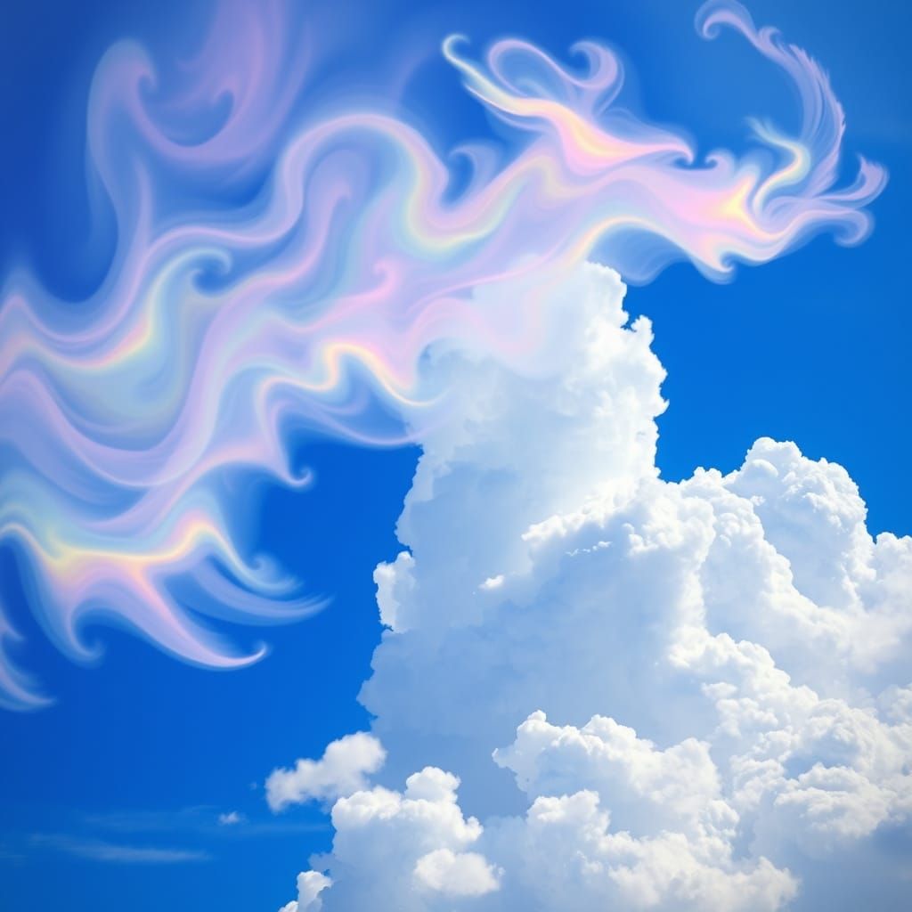 Ethereal Rainbow Clouds in Vibrant, Surreal Shapes