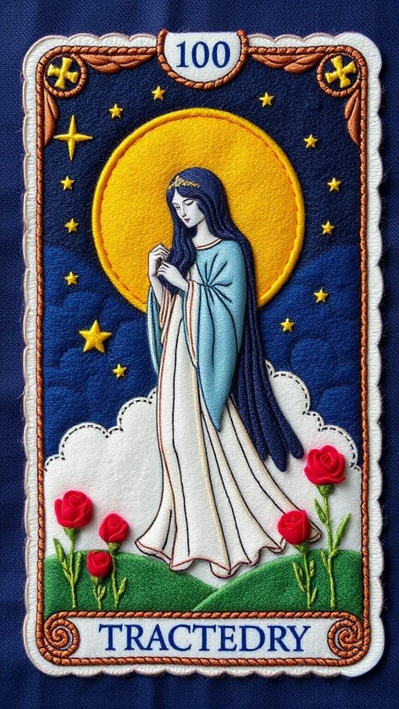 Tarot card made from felt scraps 