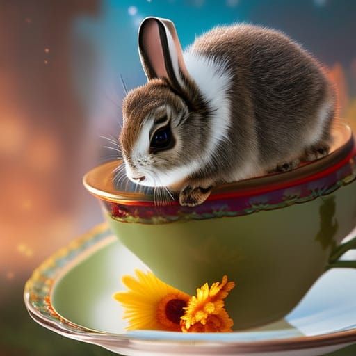 Bunny in a Teacup - AI Generated Artwork - NightCafe Creator