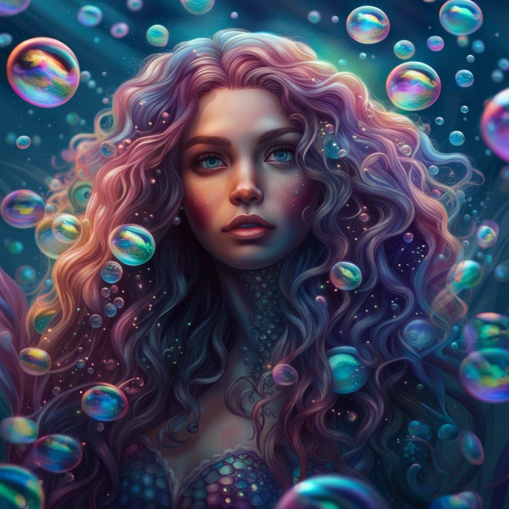 Mermaid surrounded by bubbles - AI Generated Artwork - NightCafe Creator