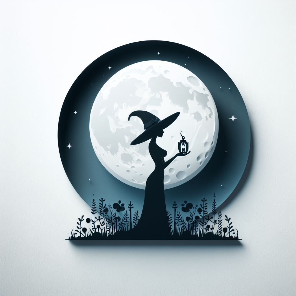 Minimalist Moon Witch