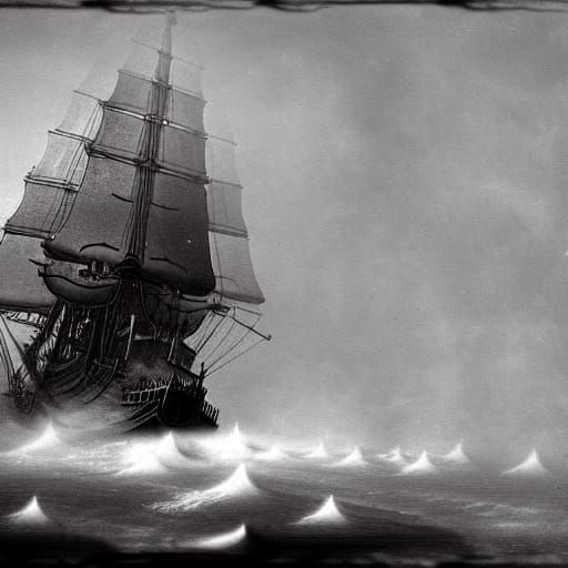 Out of the mist.