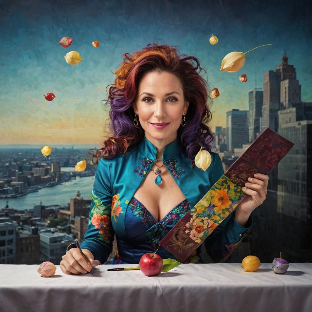 Elegant Portrait of a Confident Woman in Vibrant Colors