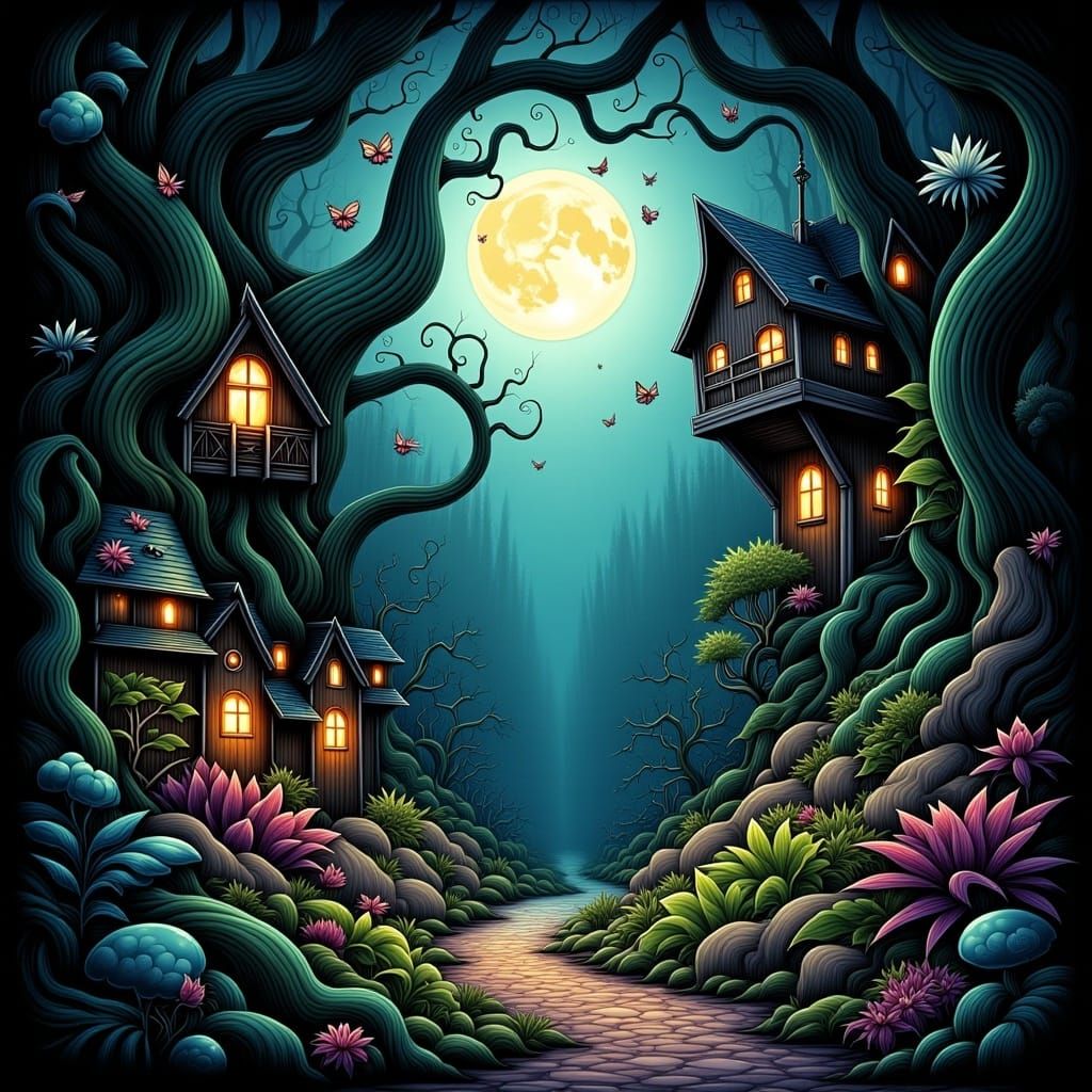 <lora:MrsH Enchanted:1.0> By jasmine Beckett griffith, Tim Burton , masterpiece 