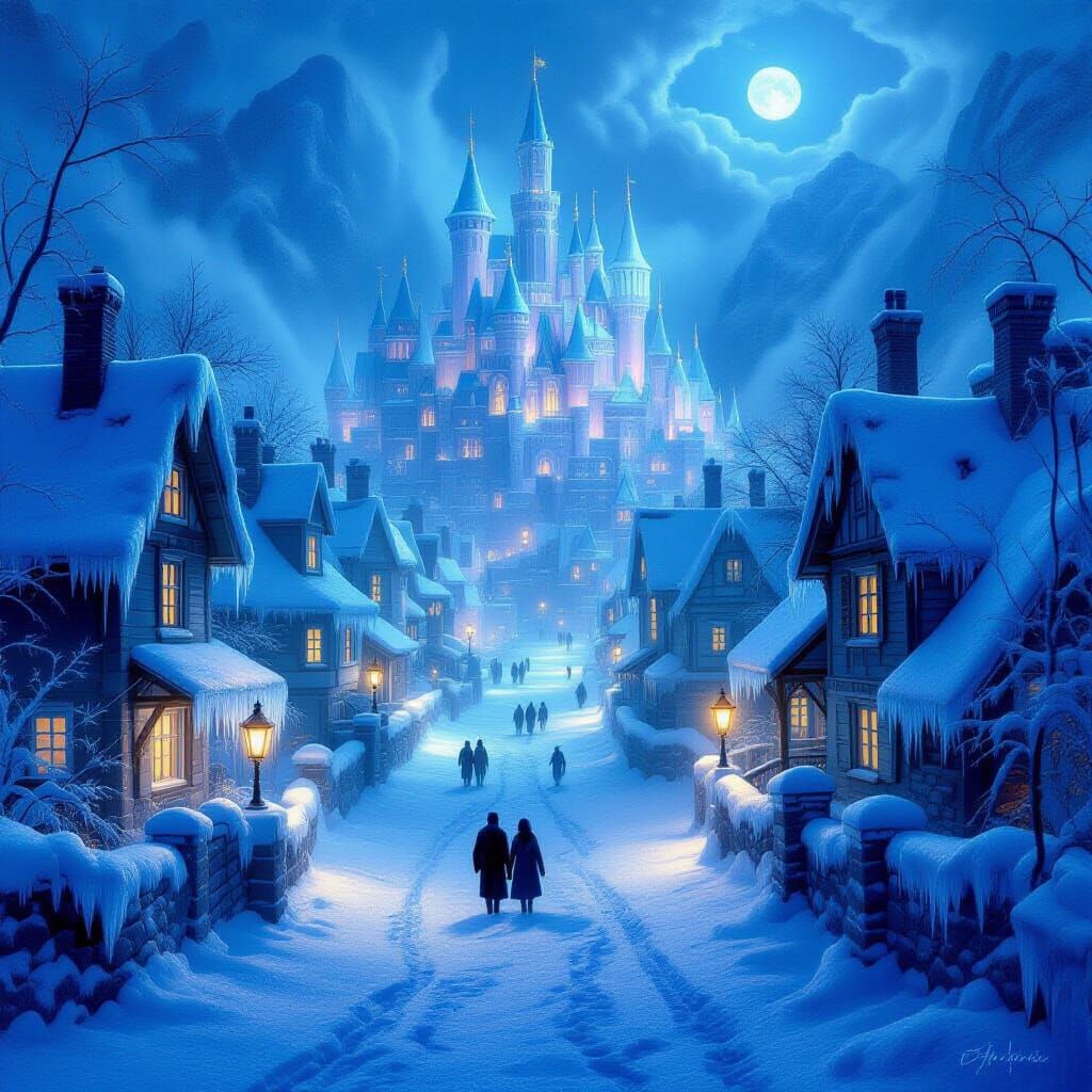 Encased in ice lies a city untouched by time — streets, homes, even its people preserved in perfect stillness. Through the translucent frost...