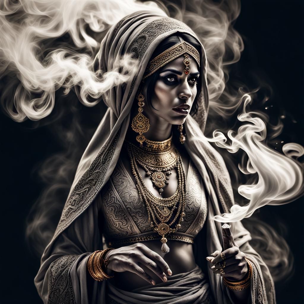 An Arabian Jinn woman made of smoke - AI Generated Artwork - NightCafe ...