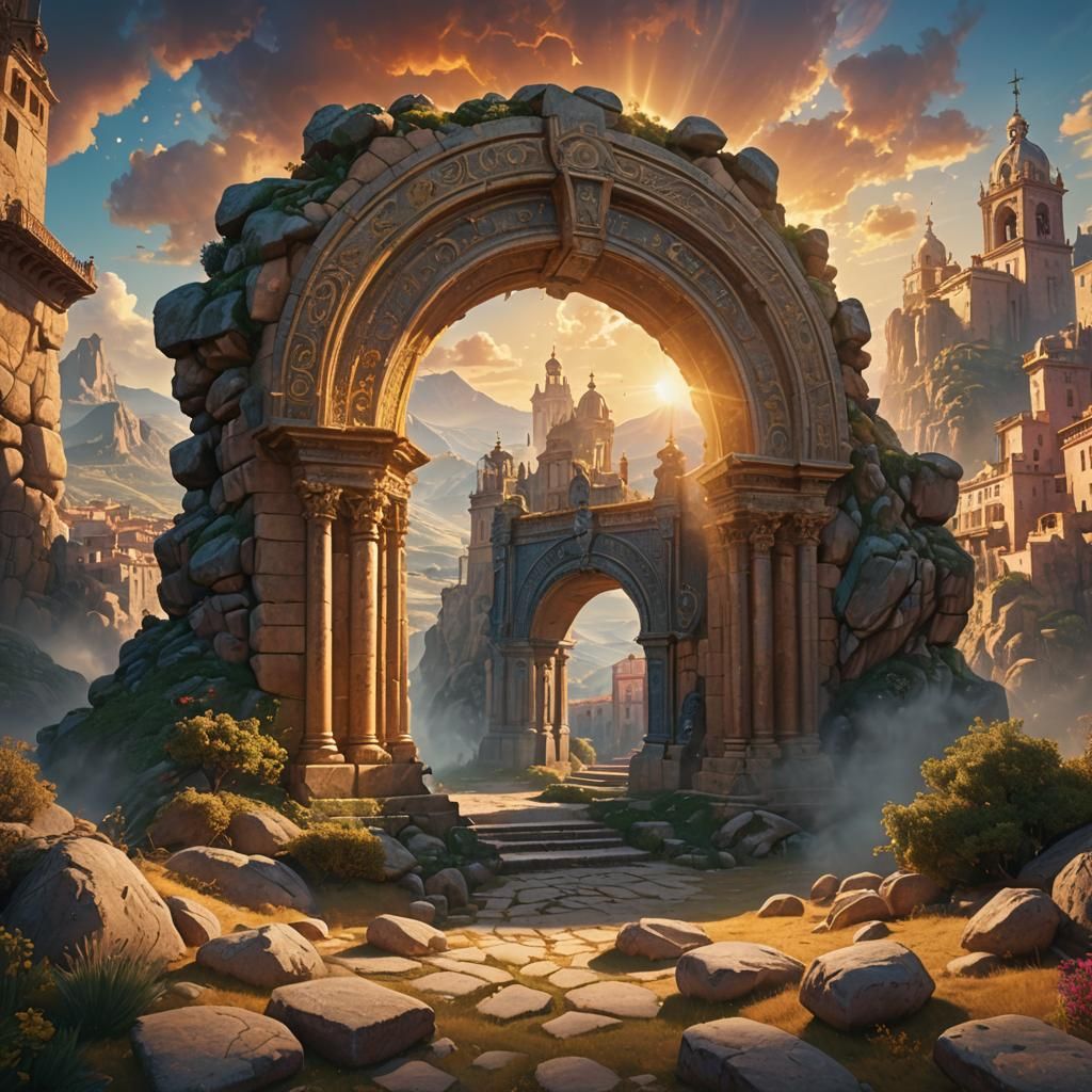 Time Portal Over Spain in Fantasy Concept Art