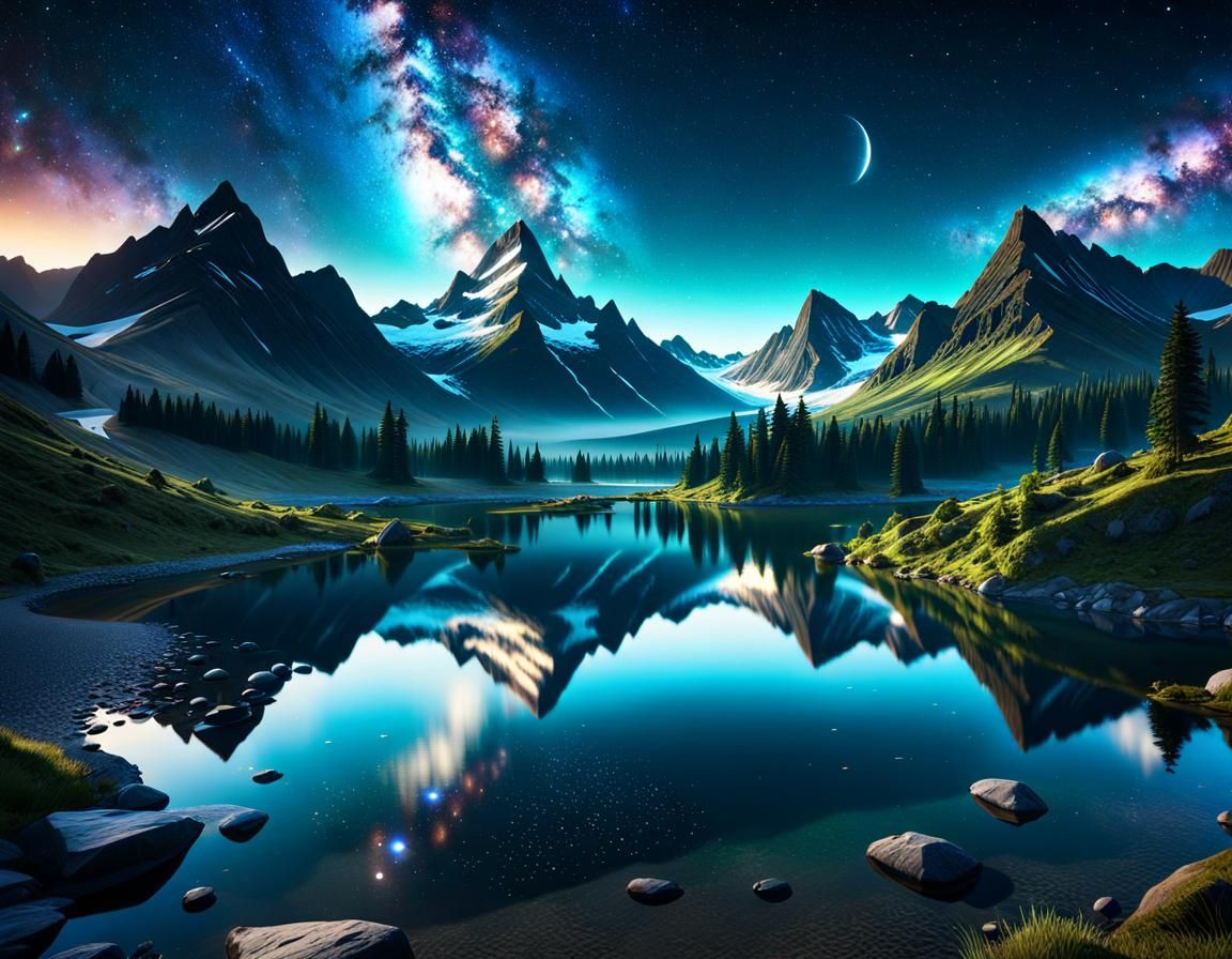 Mountain landscape - AI Generated Artwork - NightCafe Creator