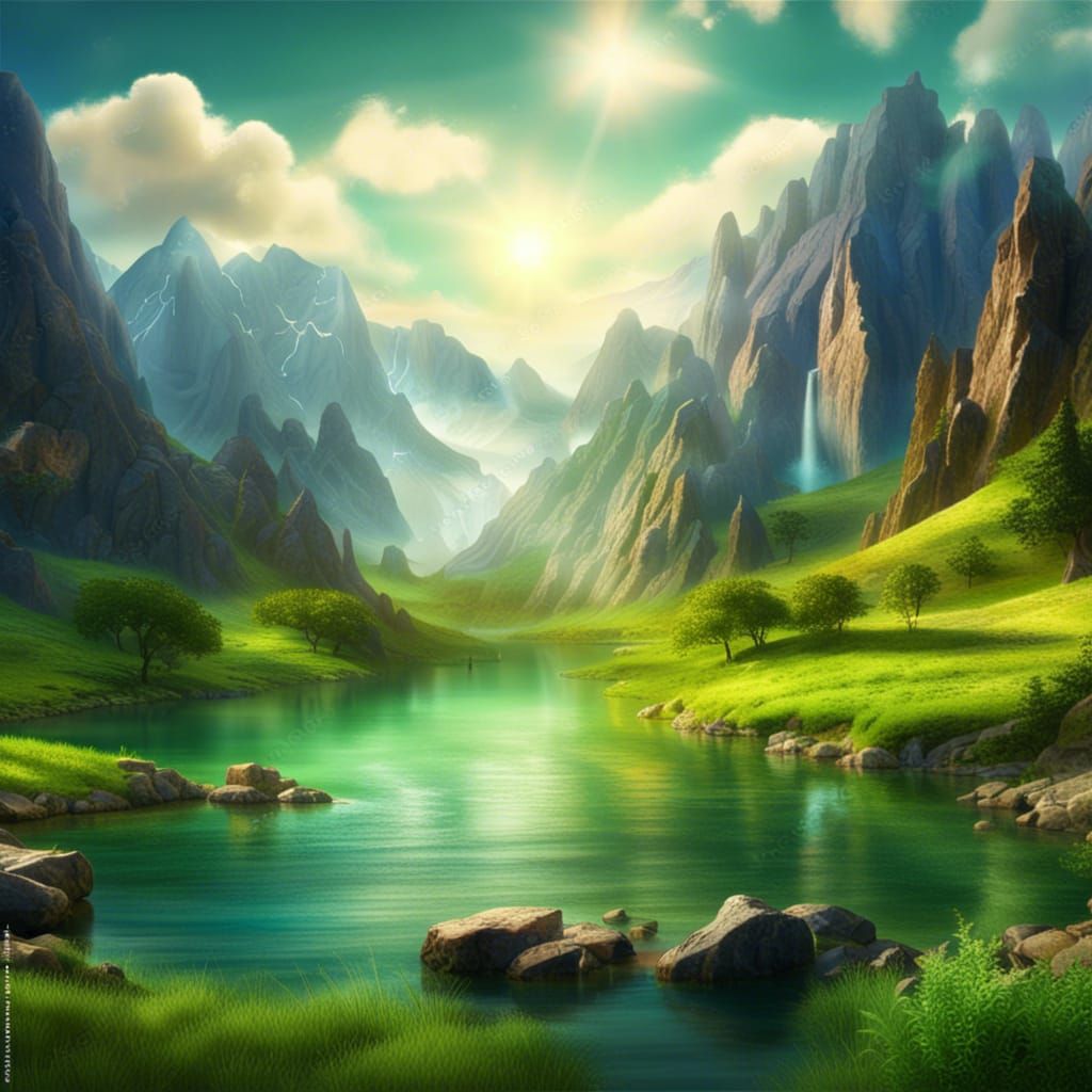 Peaceful Valley Surrounded by Mountains  by @Jasmine Liu