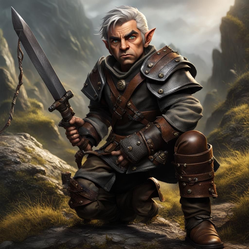 Halfling Elder Rogue  by @SantaVader