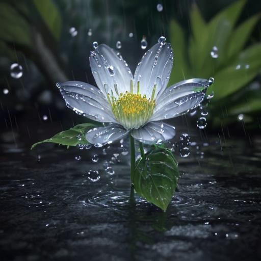 Flower in the Rain  by @Marilu