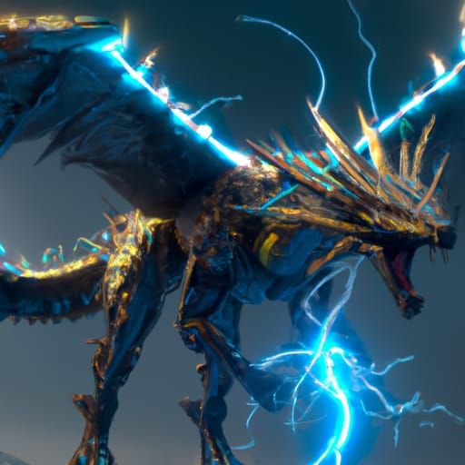 dragon with lightning all over his body - AI Generated Artwork ...