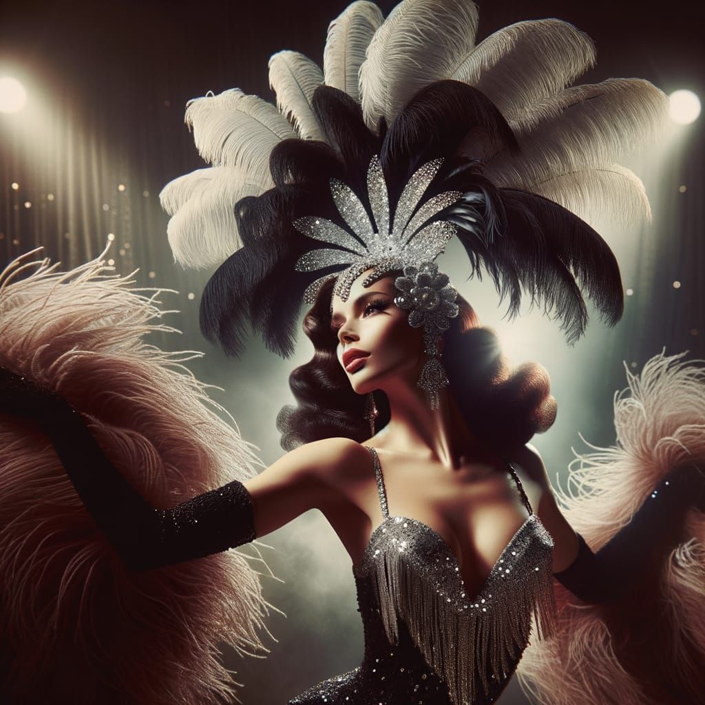 Vintage Burlesque Cabaret Dancer performing on Stage