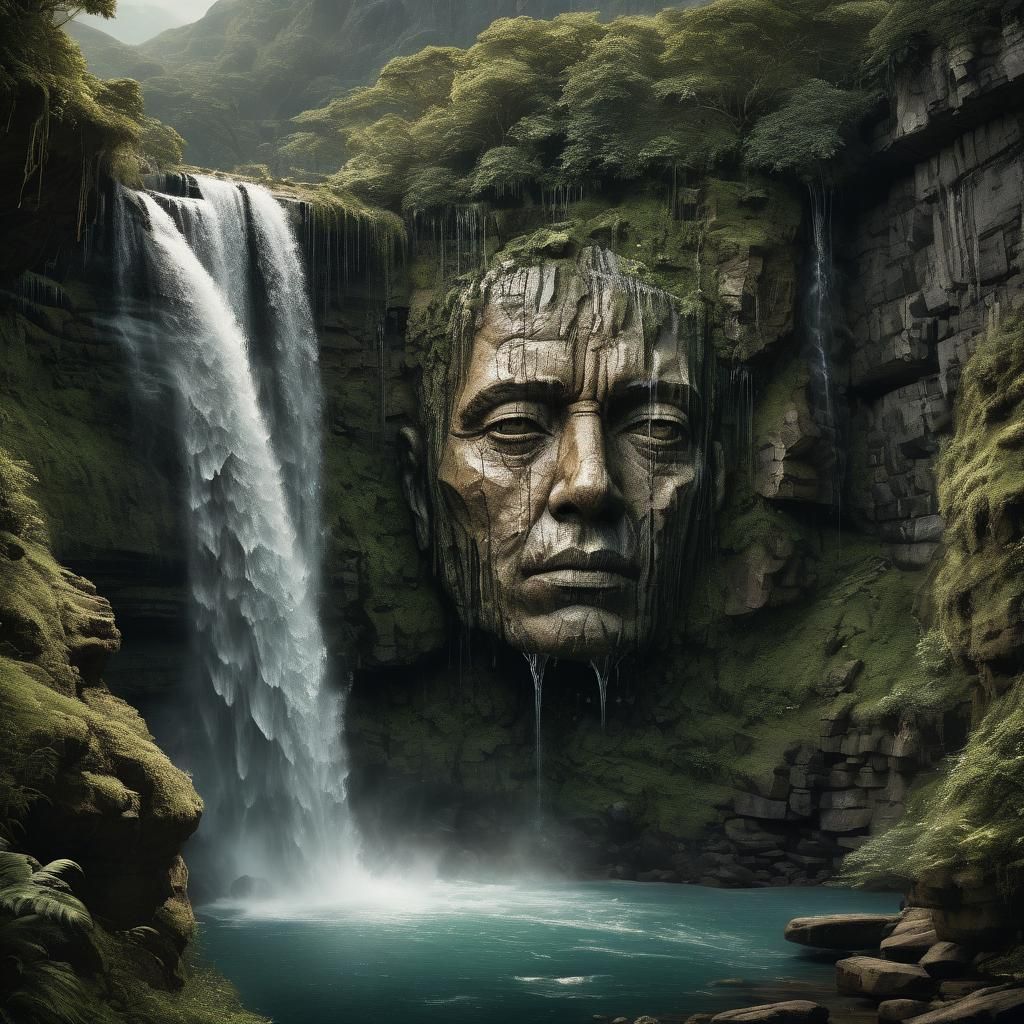 (Photorealistic:1.5) Gothic wet gargoyle, dripping water, moody atmosphere, dramatic rain clouds, dark academia, Cinematic film still, telep...