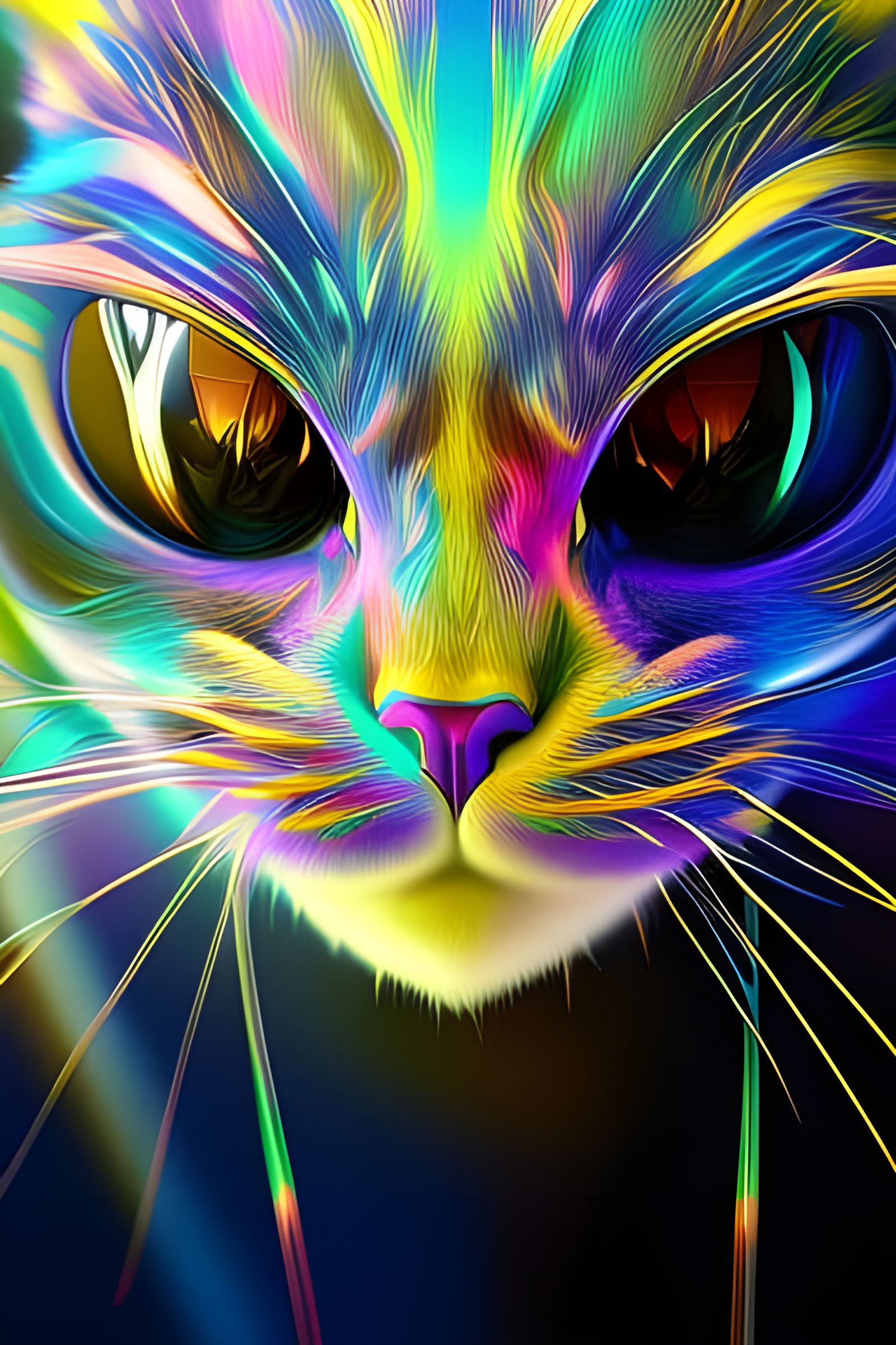 Bug-Eyed Psychedelic Cat - AI Generated Artwork - NightCafe Creator