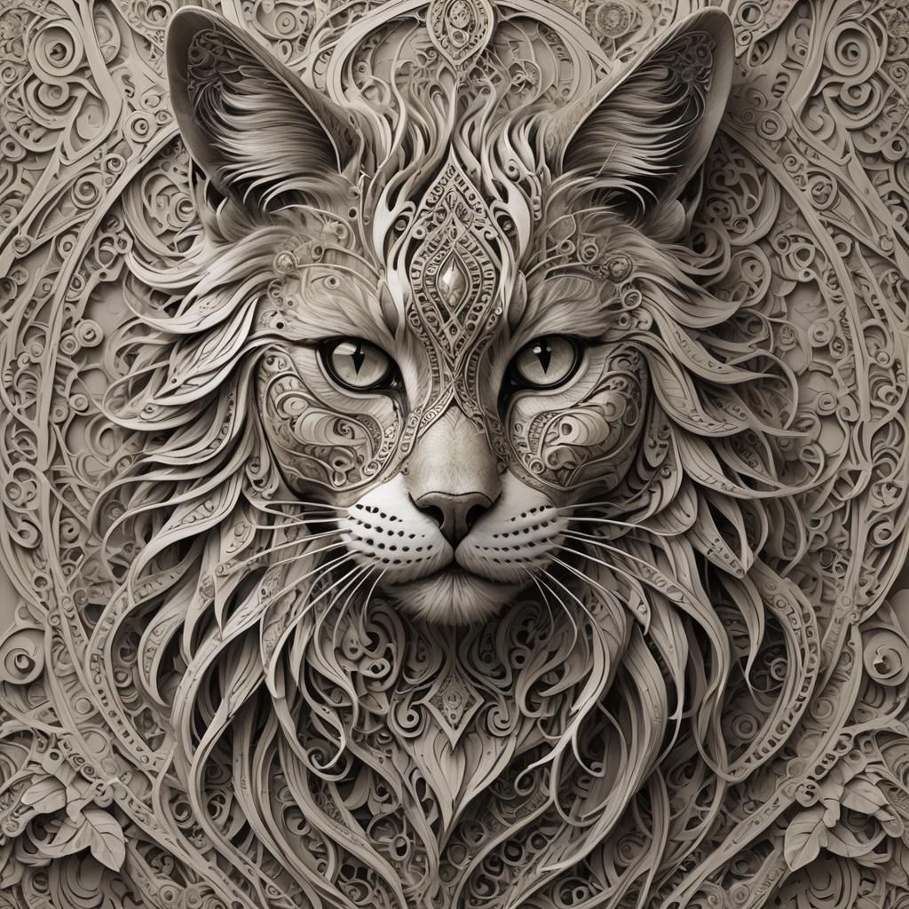intricate female with a cat face furry