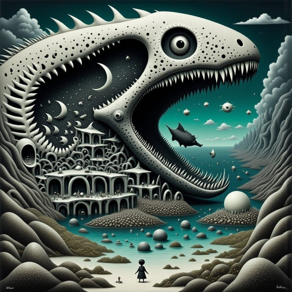 People living in a giant sea monster skeleton  by @IMO