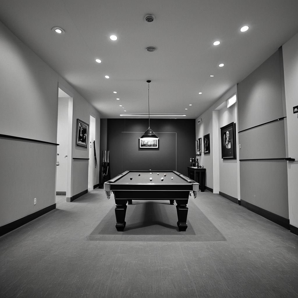 Billiards Table Black And White Photo   by @TrainToon