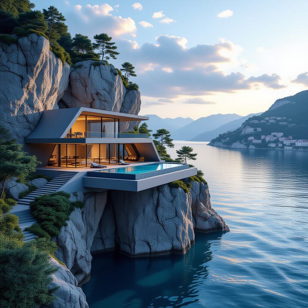 Stunning Cliff House Overlooking Reservoir